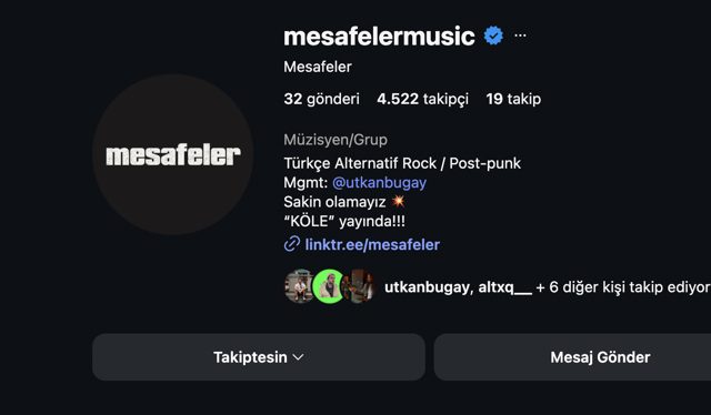Mesafeler Instagram profili, çalıştıktan sonra: 4.522 takipçi