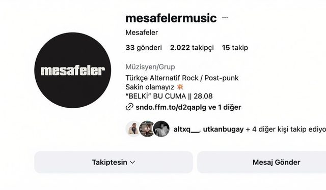 Mesafeler Instagram profili, çalışmadan önce: 2.022 takipçi