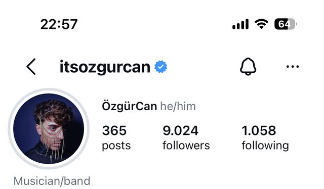 ÖzgürCan Instagram profili, çalıştıktan sonra: 9.024 takipçi