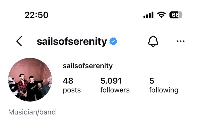 Sails of Serenity Instagram profili, çalıştıktan sonra: 5.091 takipçi